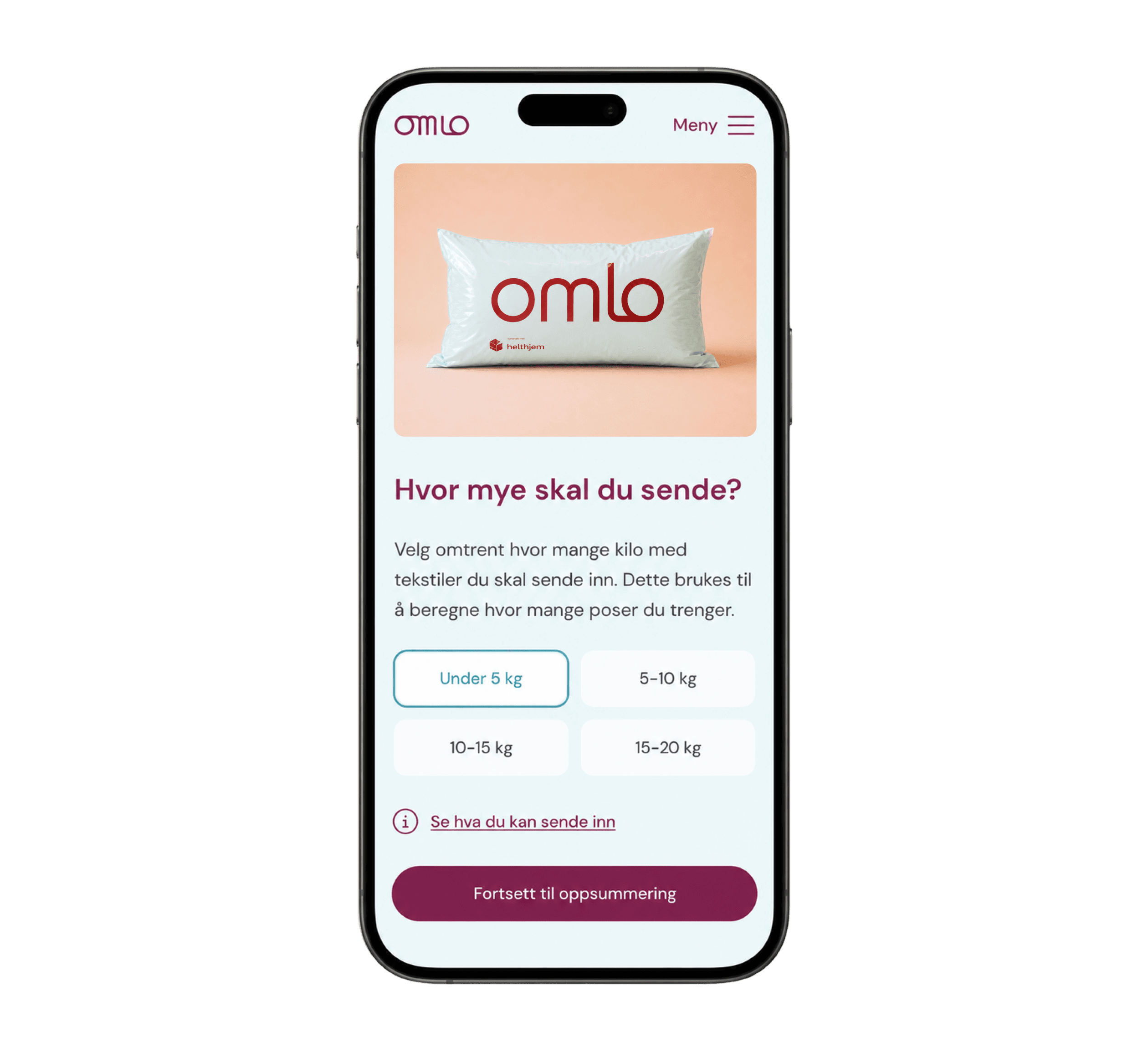 Omlo-appen for bestilling og levering av tekstiler